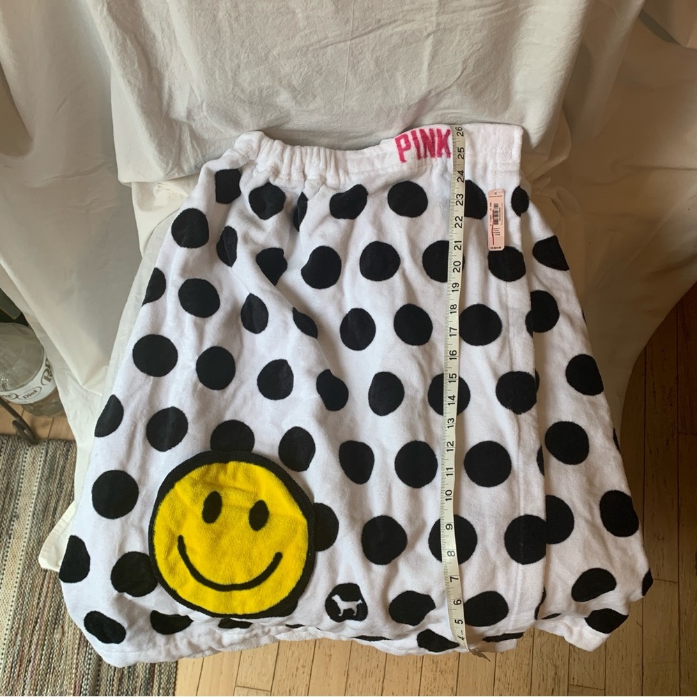 PINK Victoria's Secret Black and White Polka Dot Skirt with Yellow Smiley